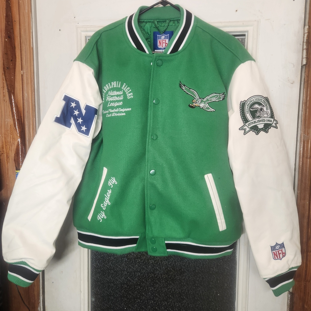 NFL Green and White Varsity Jacket